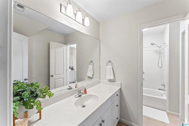 2608 Arbor Way, Hoover, AL 35244 - bathroom featuring vanity, shower / bath combination, tile patterned floors, and baseboards