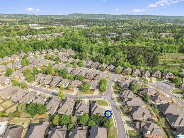 2608 Arbor Way, Hoover, AL 35244 - aerial overview of property's location with nearby suburban area and a heavily wooded area