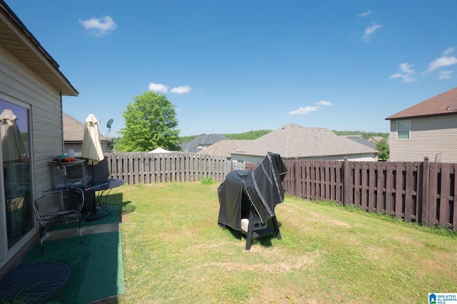 view of yard featuring a fenced backyard