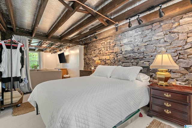 bedroom with rail lighting
