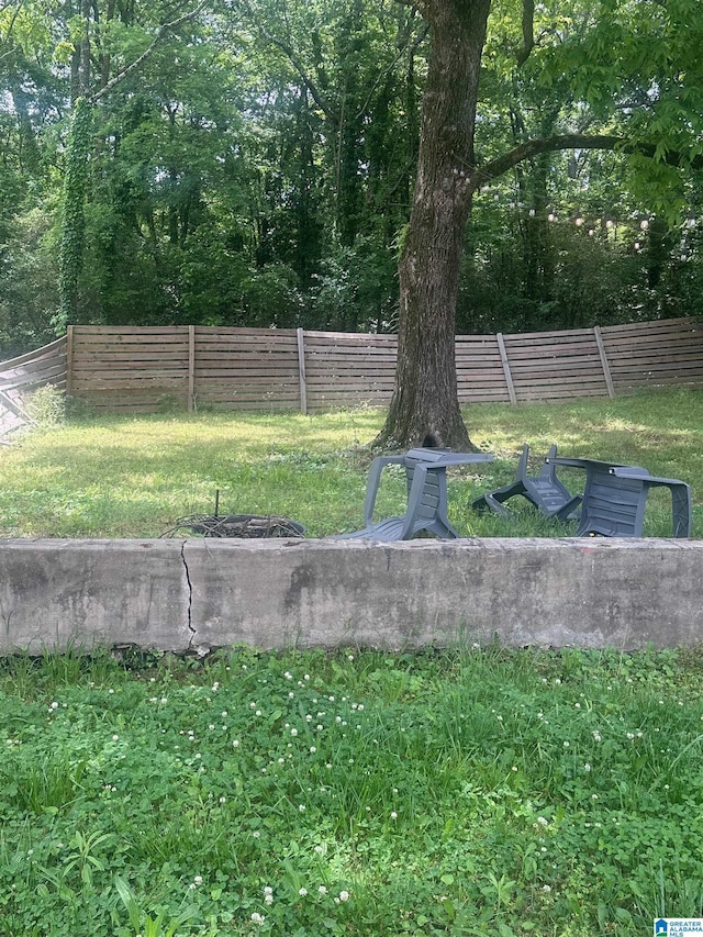 view of yard with a fenced backyard