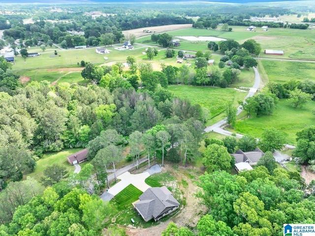 aerial view featuring a rural view
