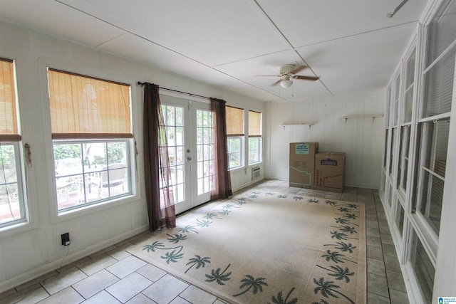 unfurnished sunroom with french doors and plenty of natural light