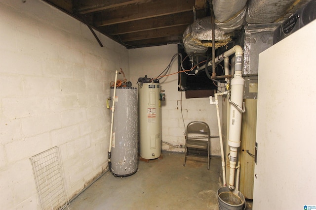 utility room featuring electric water heater and water heater