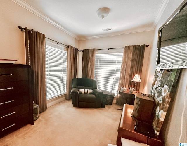 971 Old Cahaba Dr, Helena, AL 35080 - sitting room with crown molding, carpet floors, and healthy amount of natural light