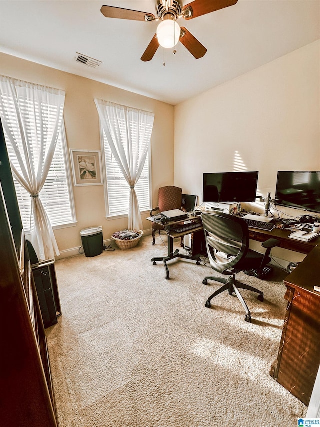 971 Old Cahaba Dr, Helena, AL 35080 - carpeted home office with ceiling fan and baseboards