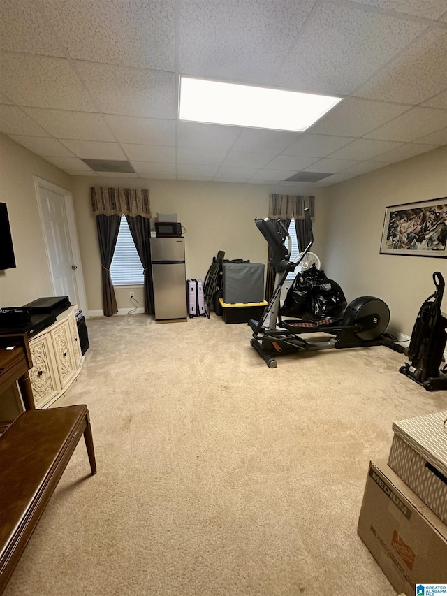 971 Old Cahaba Dr, Helena, AL 35080 - workout area featuring a drop ceiling and light carpet