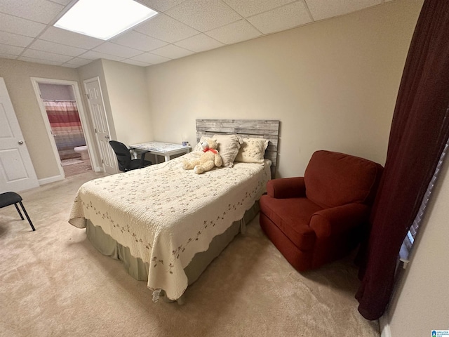 971 Old Cahaba Dr, Helena, AL 35080 - bedroom featuring light carpet, a paneled ceiling, and connected bathroom