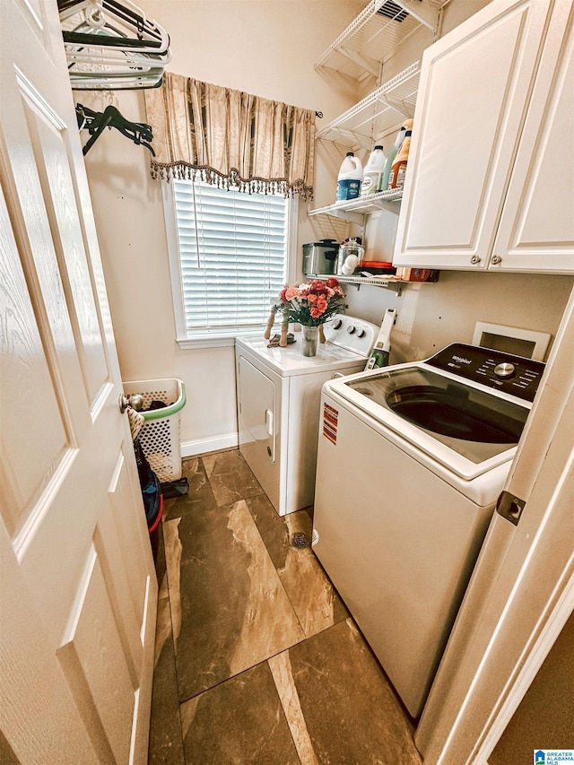 971 Old Cahaba Dr, Helena, AL 35080 - laundry room featuring cabinet space, washing machine and dryer, and baseboards