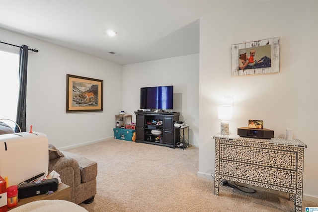 1064 Timberline Rdg, Calera, AL 35040 - living area featuring carpet, baseboards, and visible vents