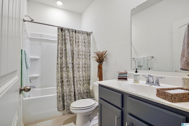 1064 Timberline Rdg, Calera, AL 35040 - bathroom featuring toilet, shower / tub combo with curtain, vanity, and tile patterned flooring