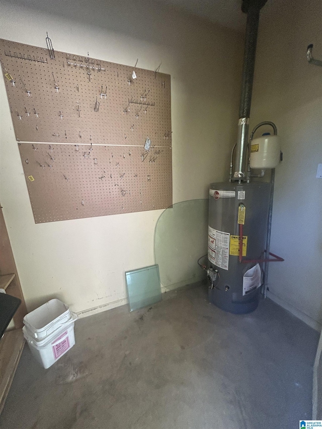 utility room with water heater