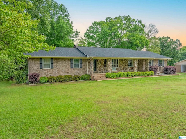 1111 Creek Trl, Anniston, AL 36206 - ranch-style home with brick siding, a chimney, and a front yard