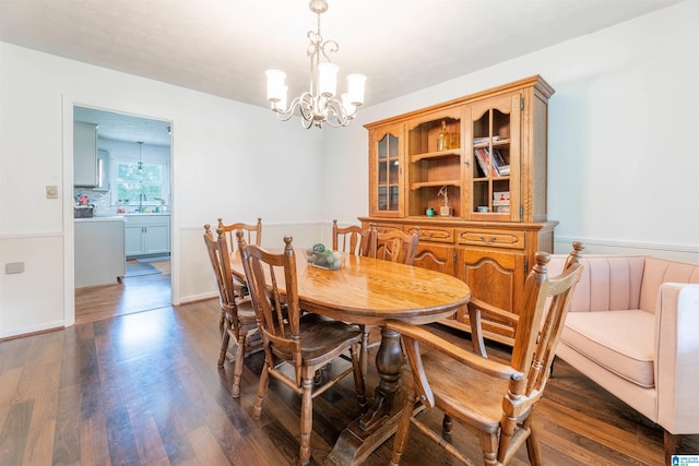 1111 Creek Trl, Anniston, AL 36206 - dining space with an inviting chandelier and dark wood-type flooring