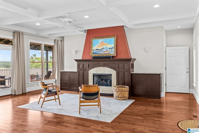 825 Dogwood Ln, Ashville, AL 35953 - sitting room featuring coffered ceiling, recessed lighting, and wood finished floors