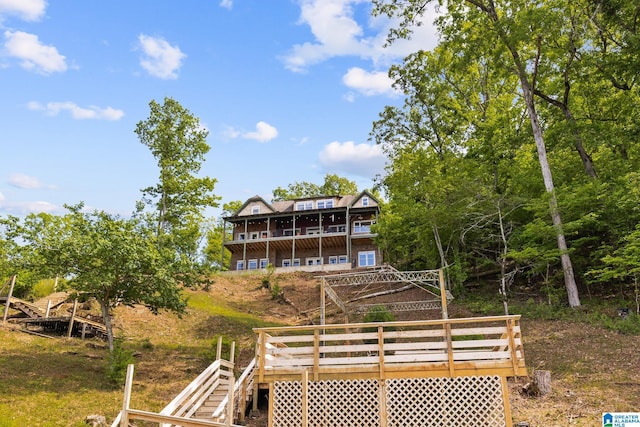 825 Dogwood Ln, Ashville, AL 35953 - exterior space featuring a wooden deck and stairs