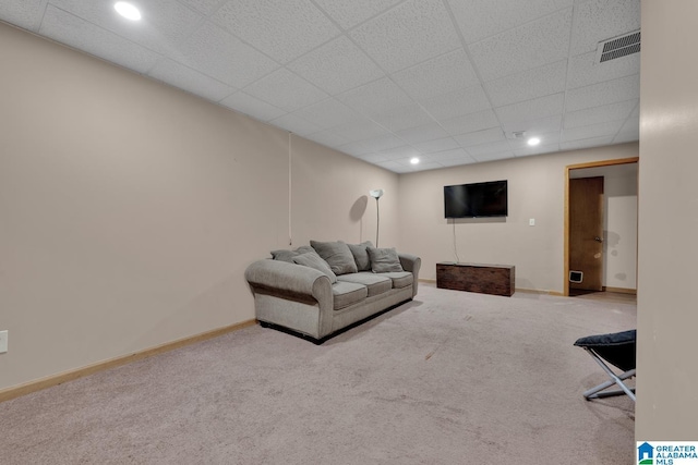 3043 Hunters Run, Gardendale, AL 35071 - living area with carpet, a drop ceiling, recessed lighting, and baseboards