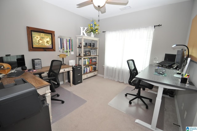 298 Appleford Rd, Helena, AL 35080 - office area with a ceiling fan and light colored carpet