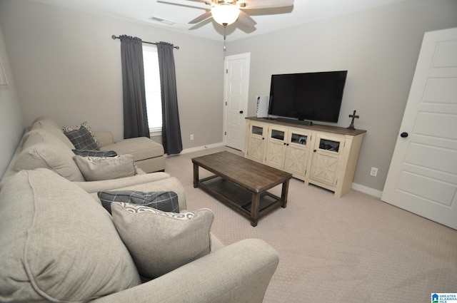 298 Appleford Rd, Helena, AL 35080 - living room with a ceiling fan, light colored carpet, and baseboards
