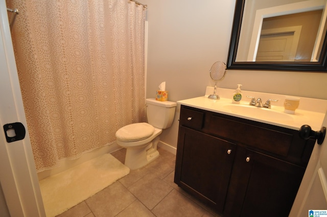 298 Appleford Rd, Helena, AL 35080 - full bathroom with toilet, tile patterned floors, vanity, and a shower with curtain