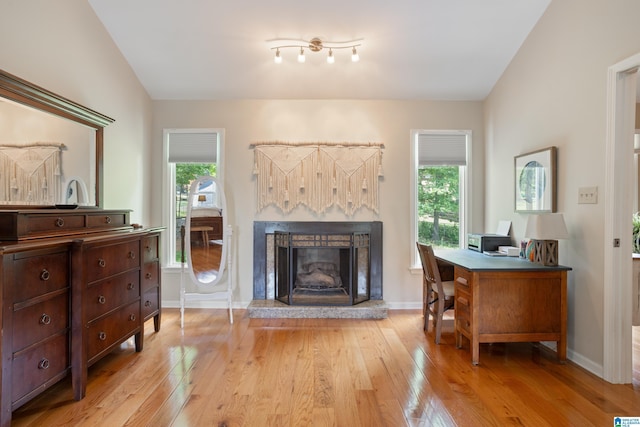 2616 Chimney Hills Cir, Vestavia Hills, AL 35226 - living area featuring plenty of natural light, a high end fireplace, light wood-style flooring, and baseboards