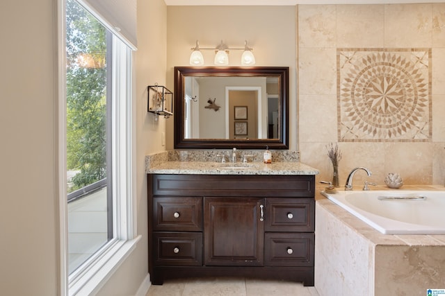 2616 Chimney Hills Cir, Vestavia Hills, AL 35226 - bathroom with a bath, vanity, and tile patterned floors
