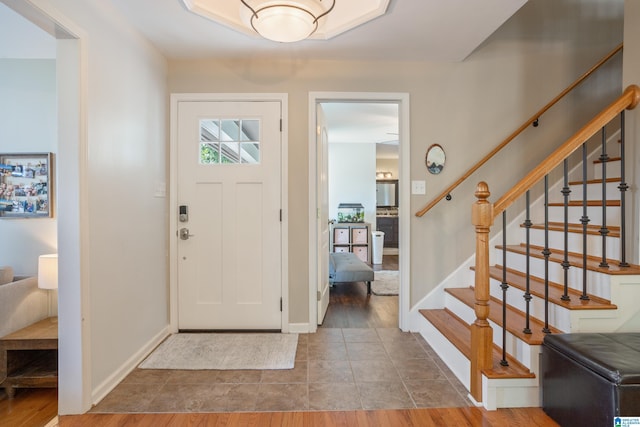 2616 Chimney Hills Cir, Vestavia Hills, AL 35226 - entryway with stairs and baseboards