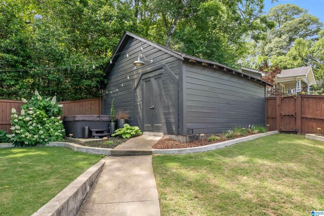 view of shed with a gate