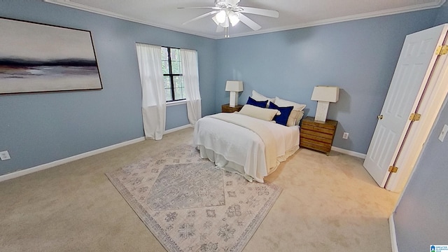 116 Pine Rock Ln, Hoover, AL 35226 - carpeted bedroom with crown molding, baseboards, and a ceiling fan