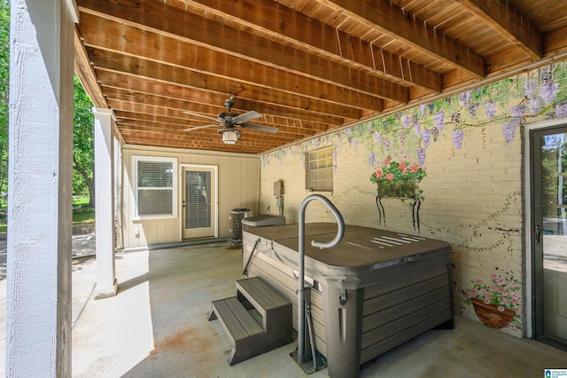 320 Cambo Ln, Hoover, AL 35244 - view of patio / terrace featuring ceiling fan and a hot tub