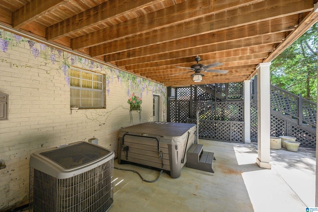 320 Cambo Ln, Hoover, AL 35244 - view of patio / terrace with ceiling fan, central AC, and stairway