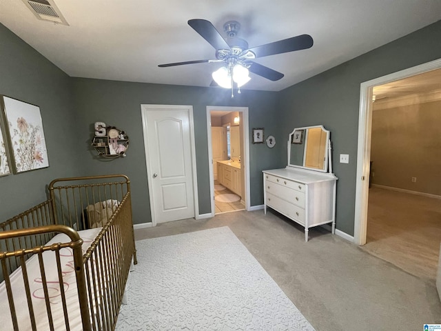 2232 Acton Park Cir, Birmingham, AL 35243 - bedroom featuring light colored carpet, baseboards, and a ceiling fan