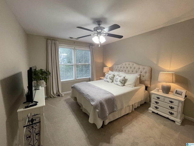 2232 Acton Park Cir, Birmingham, AL 35243 - bedroom with light colored carpet, baseboards, and a ceiling fan