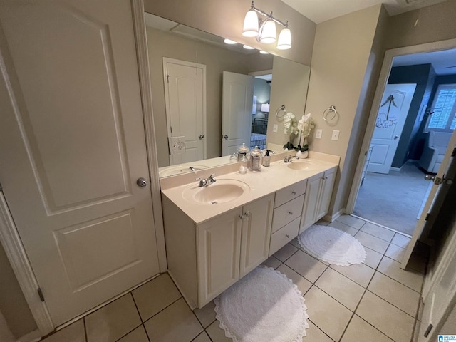 2232 Acton Park Cir, Birmingham, AL 35243 - full bathroom with tile patterned floors, double vanity, and baseboards