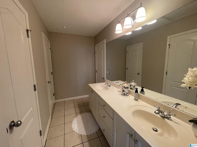 2232 Acton Park Cir, Birmingham, AL 35243 - full bathroom with tile patterned flooring, double vanity, and baseboards