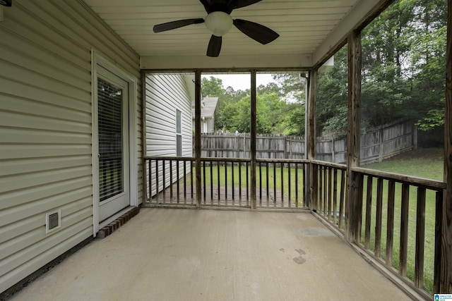1656 Deer Valley Rd, Hoover, AL 35226 - unfurnished sunroom featuring ceiling fan