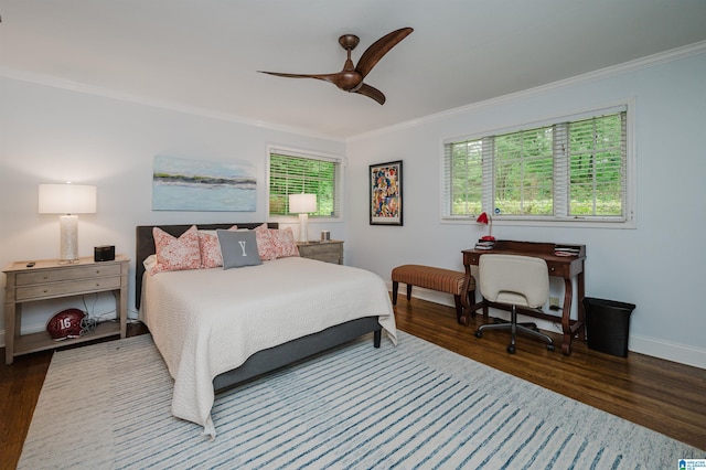 509 Tamworth Ln, Homewood, AL 35209 - bedroom featuring crown molding, wood finished floors, baseboards, and ceiling fan