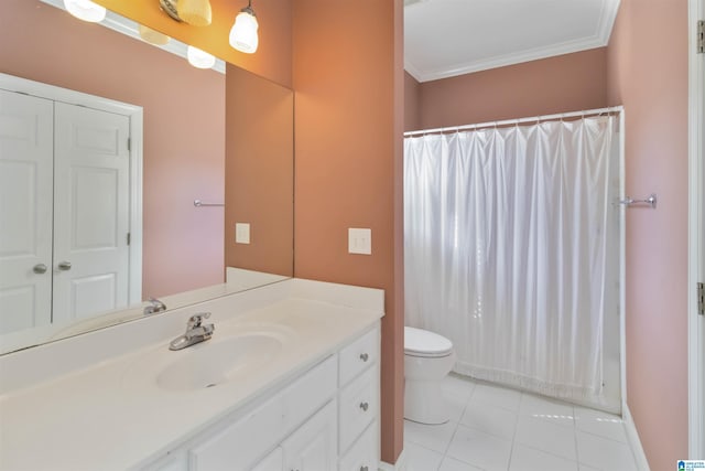 4017 Milner Way, Birmingham, AL 35242 - full bathroom featuring toilet, vanity, ornamental molding, and tile patterned flooring