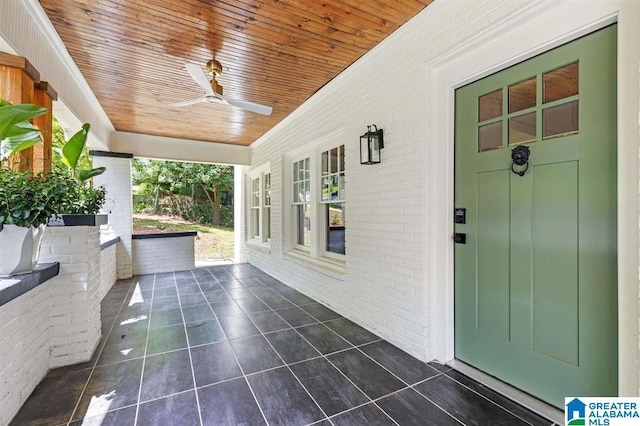 view of patio / terrace featuring a porch and a ceiling fan