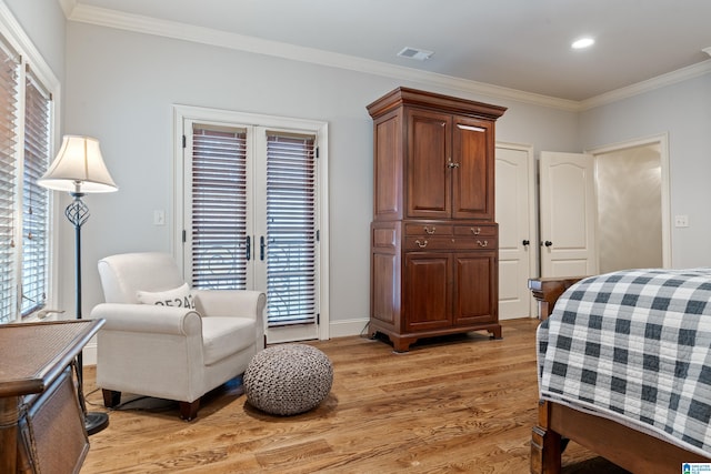 4035 Saint Charles Dr, Hoover, AL 35242 - bedroom with light wood-style flooring, ornamental molding, and recessed lighting