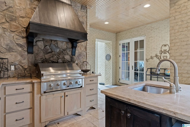 4035 Saint Charles Dr, Hoover, AL 35242 - view of patio featuring a sink, area for grilling, a grill, and french doors