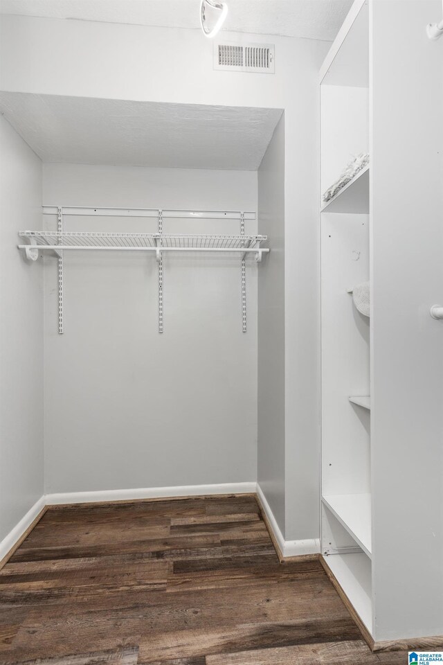 walk in closet featuring wood finished floors