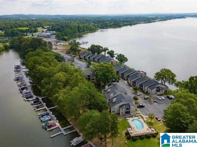 drone / aerial view of a nearby body of water