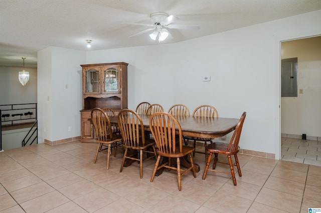 1492 Paul Allman Rd, Adger, AL 35006 - dining area featuring electric panel, ceiling fan, light tile patterned floors, and baseboards