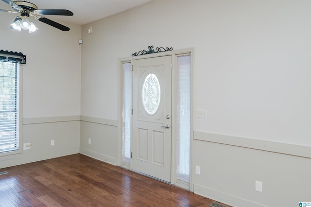 1492 Paul Allman Rd, Adger, AL 35006 - foyer with wood finished floors, plenty of natural light, and a ceiling fan