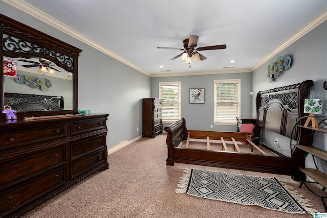 5308 Hickory Trce, Hoover, AL 35244 - carpeted bedroom featuring crown molding, baseboards, recessed lighting, and a ceiling fan