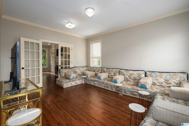 5308 Hickory Trce, Hoover, AL 35244 - living room featuring french doors, wood finished floors, and ornamental molding