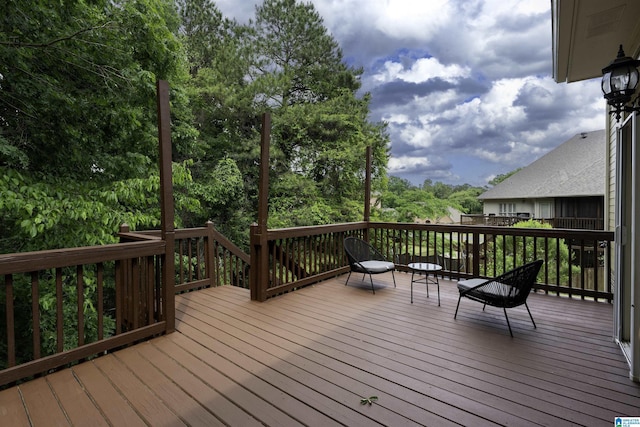 5308 Hickory Trce, Hoover, AL 35244 - wooden terrace featuring view of wooded area
