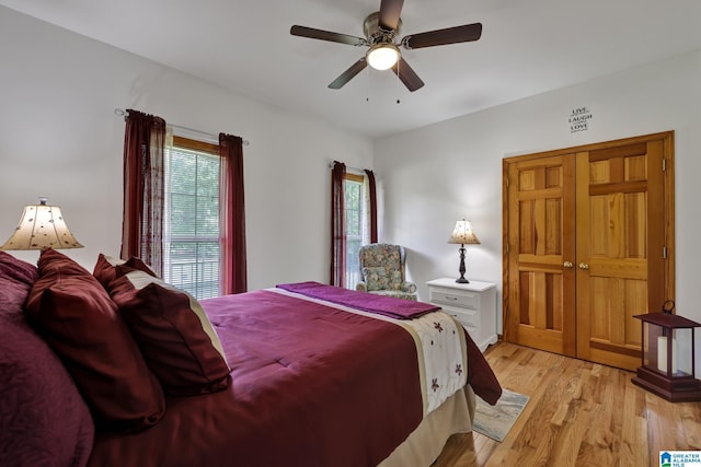 154 Baron Dr, Chelsea, AL 35043 - bedroom with light wood-type flooring and a ceiling fan