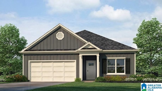 561 Boxwood Bnd, Calera, AL 35040 - view of front of property with board and batten siding, a shingled roof, concrete driveway, and an attached garage